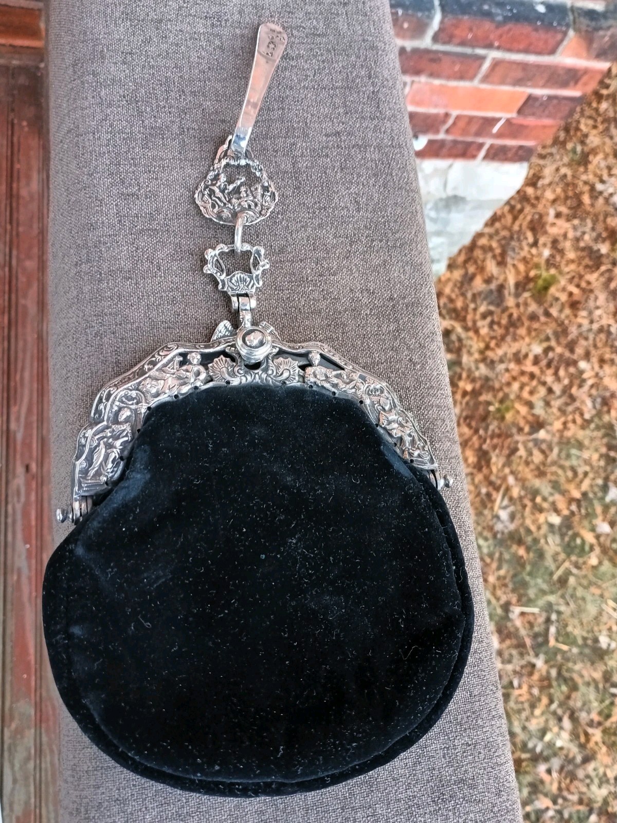 Antique Solid .800 Silver Chatelaine Bag /Purse E… - image 1