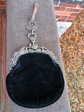 Antique Solid .800 Silver Chatelaine Bag /Purse European Repouss