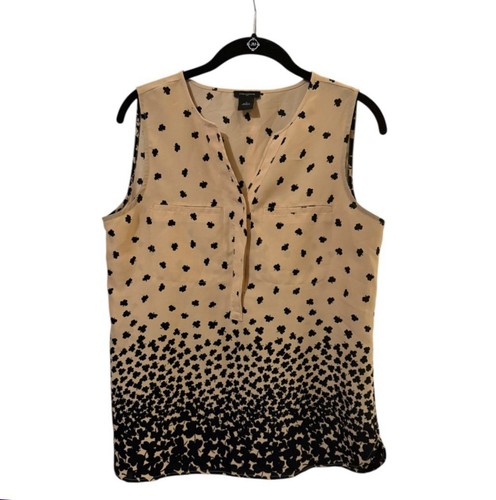 Blouse Sans Manches Ann Taylor Avec Perles Et Strass - Taille XL, Marron, Motif Floral, Occasion Très Bon état