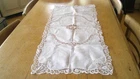 VINTAGE 1980'S LINEN TABLE RUNNER -  39.5 X 85 CM - TAPE LACE TRIM