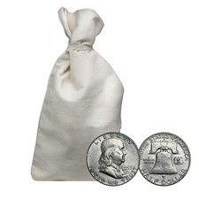 90% Silver Franklin Halves - $100 Face Value Bag Avg Circ