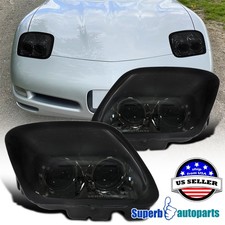 Fits 1997-2004 Chevy 97-04 Corvette C5 Smoke Dual Projector Headlights Lamps