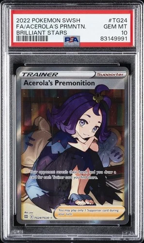 2022 POKEMON SWSH BRILLIANT STARS #TG24 FULL ART/ACEROLA'S PREMONITION PSA 10