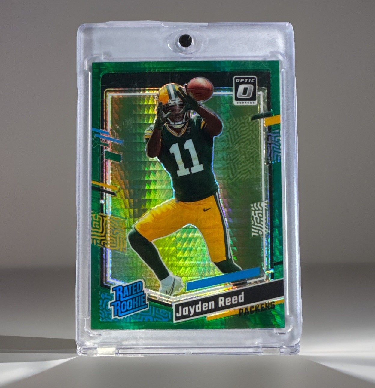 2023 Panini Donruss Optic - Rated Rookie Jayden Reed #239 Green Hyper Prizm (RC)