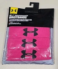 4 Pack PINK Under Armour 1" Performance Wristbands Breast Cancer Awareness - NIP