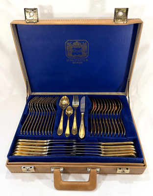 Royal Collection Solingen 23/24K Gold Plated HARTVERGOLDET 70 Pc Flatware Set