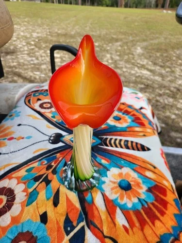 Vintage Murano-Style Art Glass  Jack-In-The-Pulpit Vase 9"