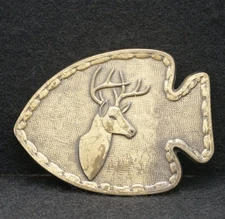 WC01170 GREAT VINTAGE 1970s CUT-OUT *****ARROWHEAD w/ DEER HEAD***** BELT BUCKLE