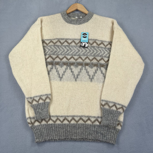 Vintage Hekla Wool Sweater Men's Large 100% Wool Knit Icelandic Nordic Beige NWT