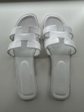 Hermes oran sandals white