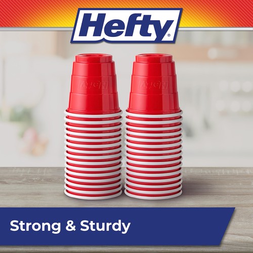 Hefty 300 Count Mini Plastic Cups Red 2 Ounce Easy Grip Disposable Party Cups - Picture 3 of 5