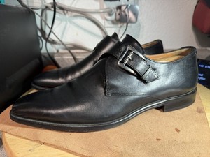 Mezlan Mens Black Single Monk Strap Oxford Shoes Dress Leather US 9.5 M Spain