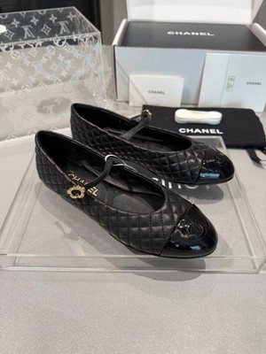 Chanel Quilted Ballerina Flats Women s US 6 EU 36 Black Mary Jane Shoes