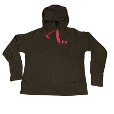Under Armour Storm Hoodie Womens Large Gray Pink Pullover Sweatshirt Loose Fit