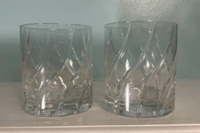 2 Mikasa Crystal Olympus Double Old Fashioned / Rocks Tumblers  Cut Swirls