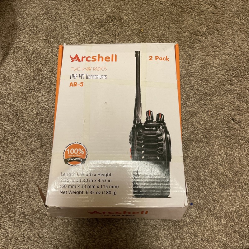 Arcshell AR-5 Black Li-ion Battery UHF Transceivers Two Way Radios 2 Pack