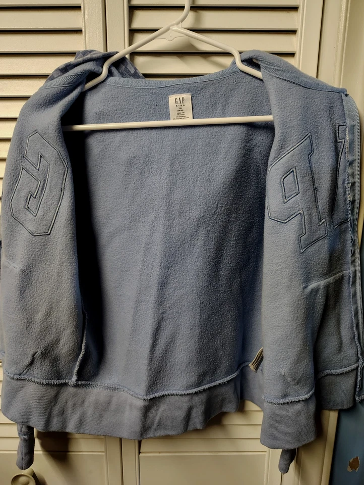 Sudadera con Capucha Gap Kids Talla XXL (14-16) Azul Cuadros Cremallera Bolsillos Logo Grande Foto 4 de 4
