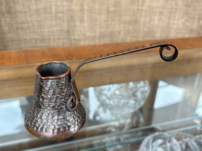 Turkish Copper Coffee Pot With Brass Handle Old Vintage Traditional Collectible