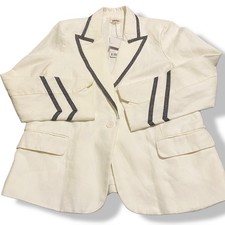 NWT Zadig  Voltaire Victor Co Linen Blend Blazer Jacket White Silver 438 sz 42
