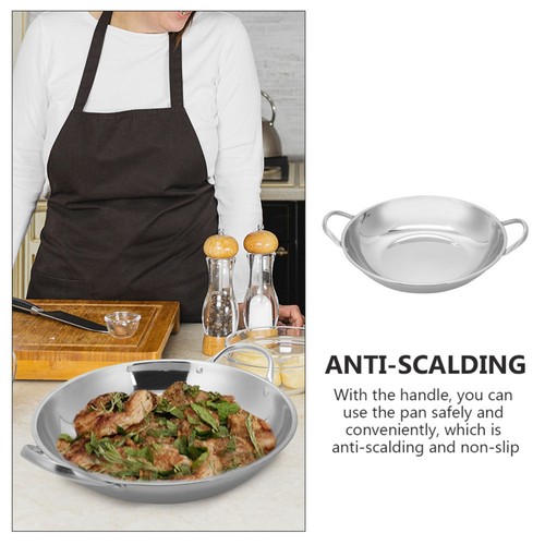 Flat-bottom Dry Pot Hotpot Wok Double Handle Stainless Steel Cookware - Picture 9 of 12
