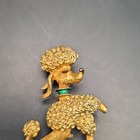 Vintage Gerry's Signed Gold Tone Enamel Poodle Dog Pin Rhinestone Eyes 2.5 in — photo 2