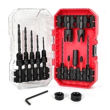 15 Pcs Countersink Drill Bit Set 82° Hex Shank Woodworking with Plug Cutters