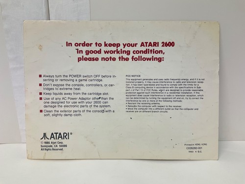 Testato! Console Atari 2600 System **Manuale* Originale Ufficiale 1986 *OEM* - Foto 2 di 2