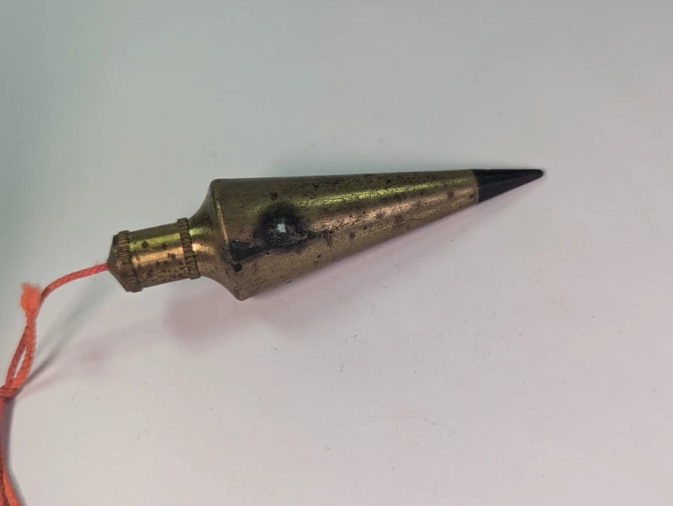 Vintage NY Construction Worker Plumb Bob 8oz Brass - Image 3 of 4