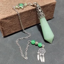 Natural aventurine Crystal Divination Pendulum Necklace Pendant Dowsing Point 1x