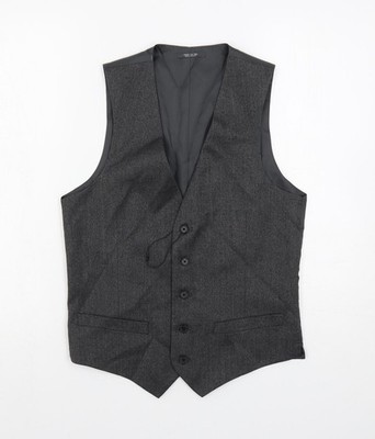 Marks and Spencer Herren Grau Polyester Sakko Anzug Weste Größe 34 Regular