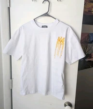 Amiri White T-shirt with Yellow Drip Men's Size Medium