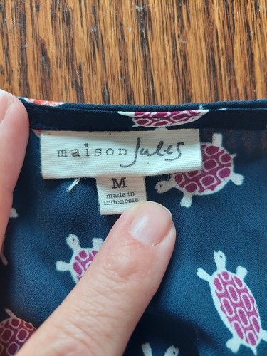 Maison Jules Gr. M dunkelblau süß Schildkrötenmuster Tank Top Rüschen Unterteil Bluse - Bild 8 von 9