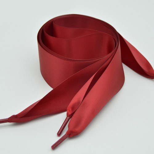 Flat Silk Shoe Laces Satin Silk Ribbon Sneaker Shoe Strings 4cm Wide