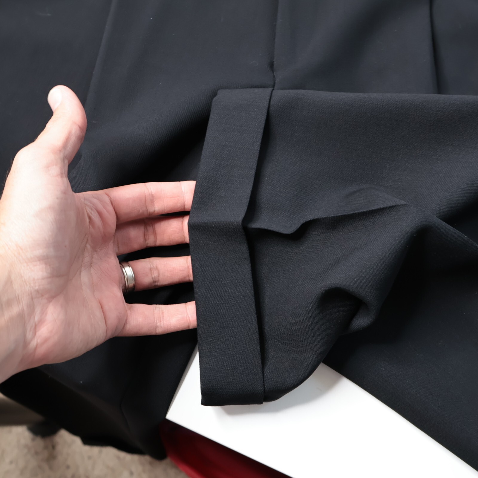 Pantalone elegante uomo Yves Saint Laurent YSL 34x28 nero plissettato polsini lana*