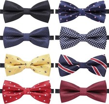 AUSKY 8 PACKS Elegant Adjustable Pre-tied Bow Ties for Men Boys Mixed Color