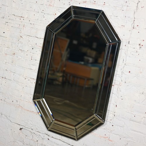 Vintage Modern Art Deco Revival Style Octagon Muti Panel Beveled Wall Mirror - Picture 5 of 22