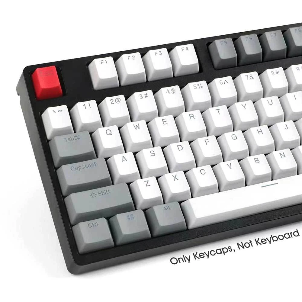 White Gray PBT Double-shot Keycap Set Translucent Backlit for Cherry MX  Keyboard