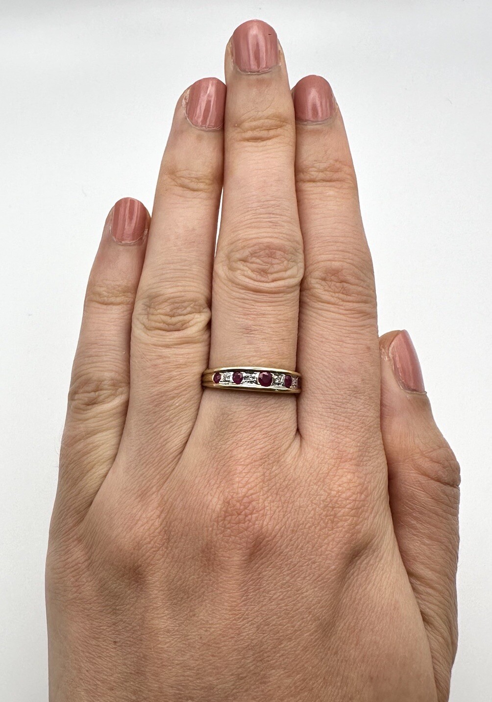 9ct Gold Ruby Diamond Ring 9K Gold Ruby Diamond E… - image 2