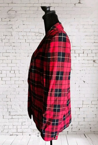Pendleton Womens Classic 2 Button Blazer Size 16 Red Plaid 100% Wool Jacket USA - Picture 4 of 5