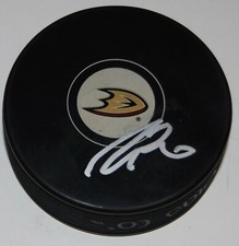 JOHN GIBSON signed (ANAHEIM DUCKS) NHL autographed hockey puck W/COA #2
