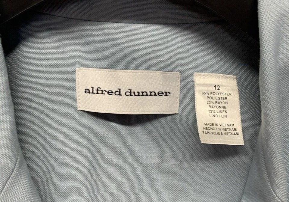 Женский костюм куртка Alfred Dunner размер 12 детская синяя льняная смесь - Изображение 2 из 4