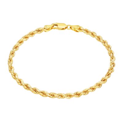 10K Yellow Gold 2mm-10mm Diamond Cut Rope Chain Bracelet Men Women 7'' 7.5'' 8'' 9''