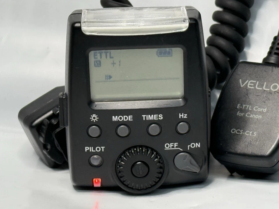 Meike MK-300 Flash (For Canon) With Vello E-TTL Cord - Tested & Working - Image 2 of 4