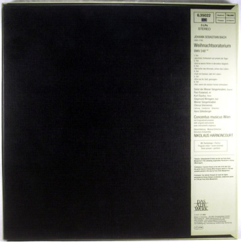 3 LP BOX TELDEC DMM 1984 Bach CHRISTMAS ORATORIO Harnoncourt 6.35022 NM - Picture 7 of 7