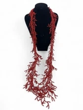 New (old Stock w/ tag) Large Zad Coral Tone Seed Beaded Necklace