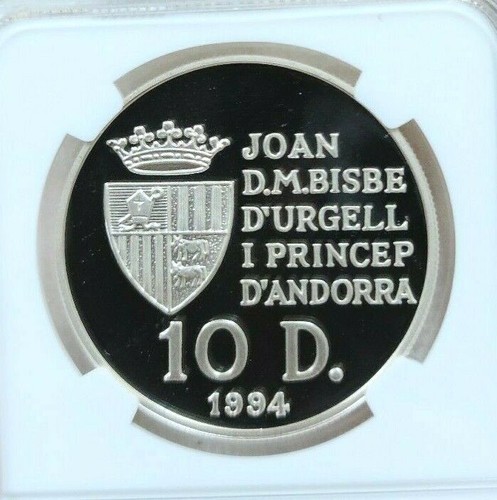 1994 ANDORRA SILVER 10 DINERS NEW WORLD DISCOVERY NGC PF 69 ULTRA CAMEO TOP POP - Picture 2 of 4