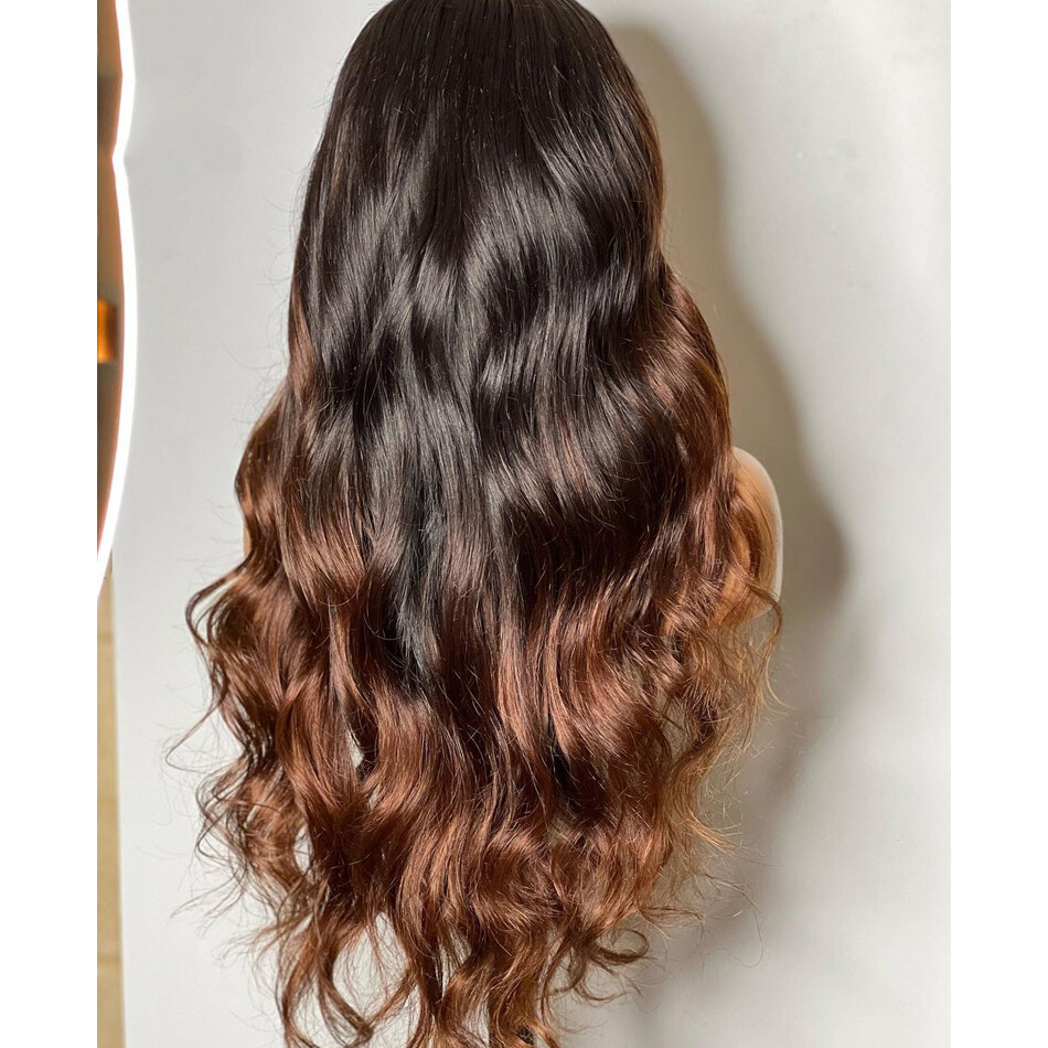 Ombre Chocolate Brown 13X4 Lace Front Human Hair Wigs For  display picture 1