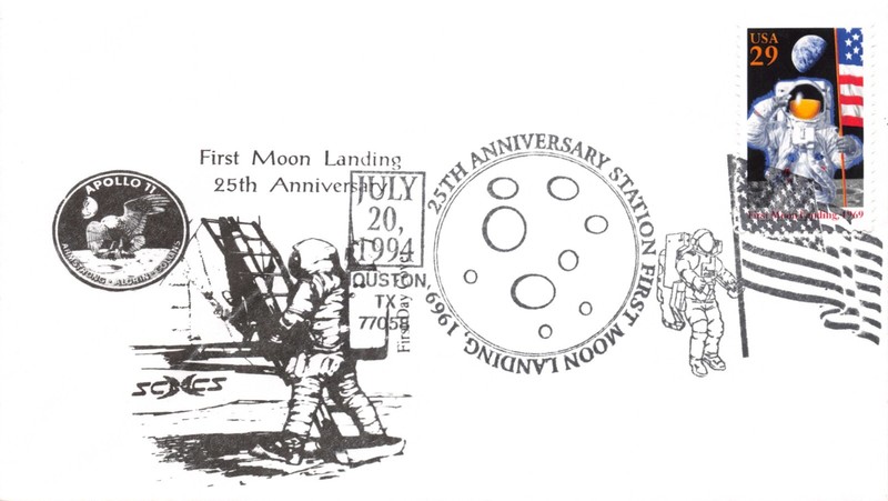 APOLLO 11 25th ANNIV. 7/20/94 FD USE HOUSTON, TX, SCCS CACHET #2841a