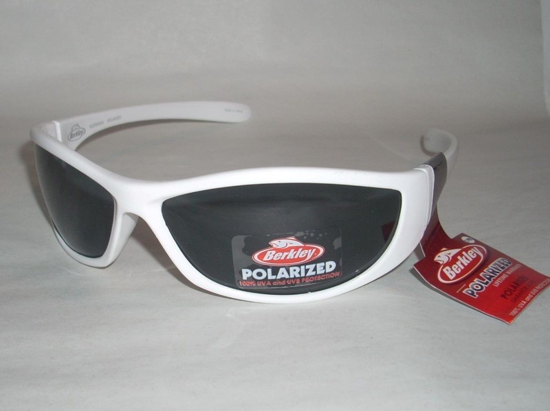 Berkley Polarized White Sunglasses Norman Smoke Lens 100% UVA/UVB Protection