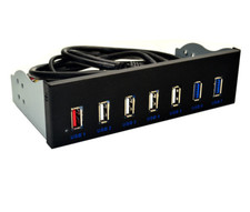 USB 3.0 7-Ports 5.25 inch Metal Front Panel USB Hub with 15 Pin SATA Power